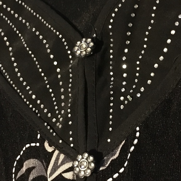 APPOINTMENTS Sheer Lined Floral Rhinestone 1X Top - Picture 6 of 7